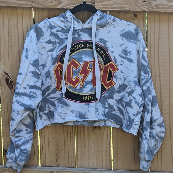 AC/DC Cropped Dyed Sweatshirt - Picture 1 of 4